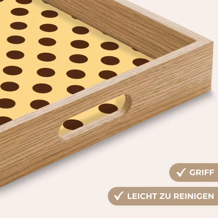 Polka Dot - Stippen - Retro - Geel - Bruin Dienblad Rechthoek middel 911 -USP_HandgreepDE