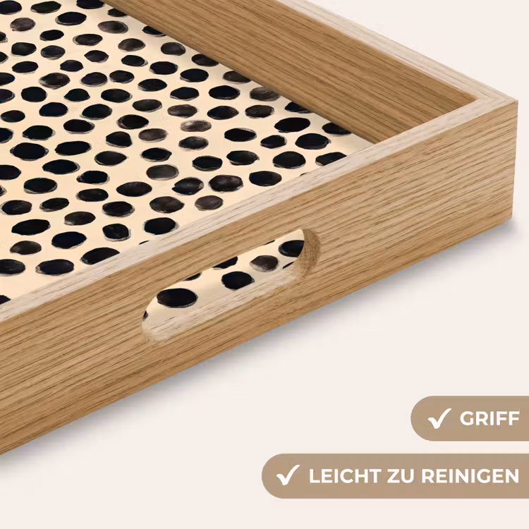 Stippen - Patroon - Zwart Dienblad Rechthoek middel 911 -USP_HandgreepDE