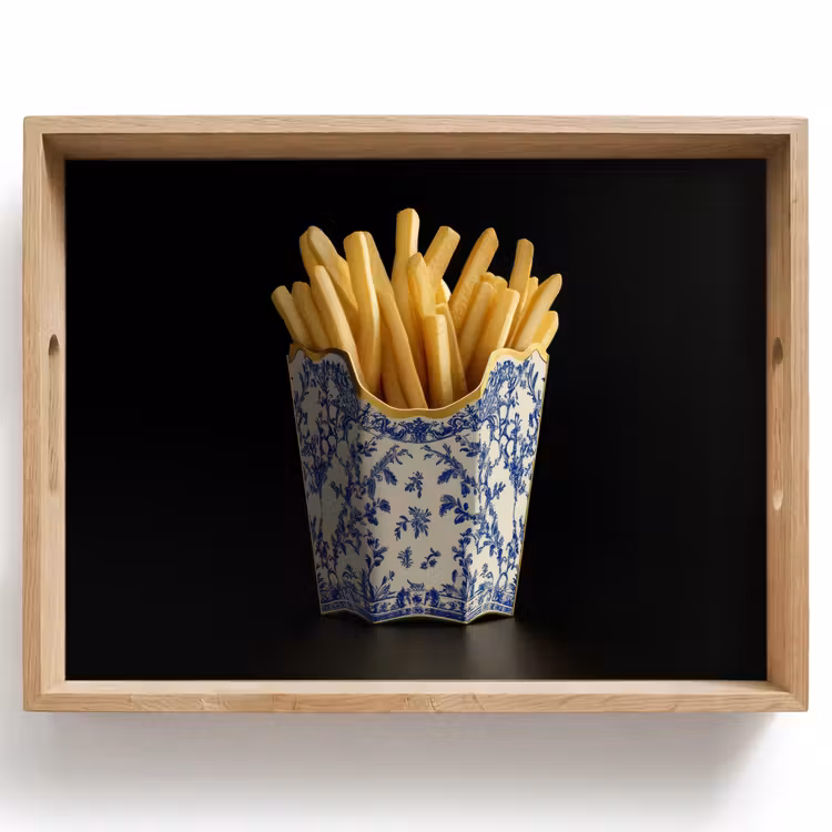 Friet - Porselein - Delfts blauw - Eten Dienblad Rechthoek middel -z3d_shopping