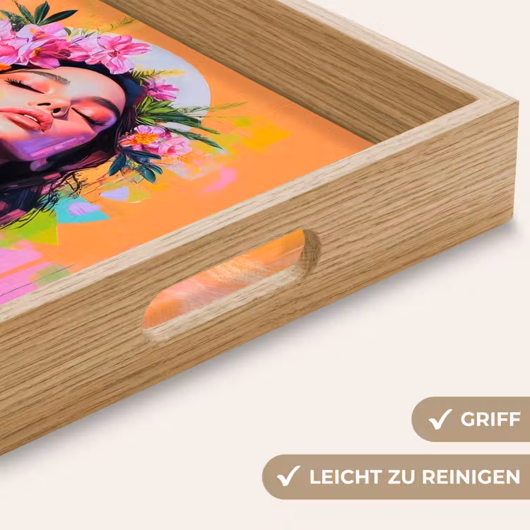 Portret - Bloemenkroon - Vrouw Dienblad Rechthoek middel -USP_HandgreepDE