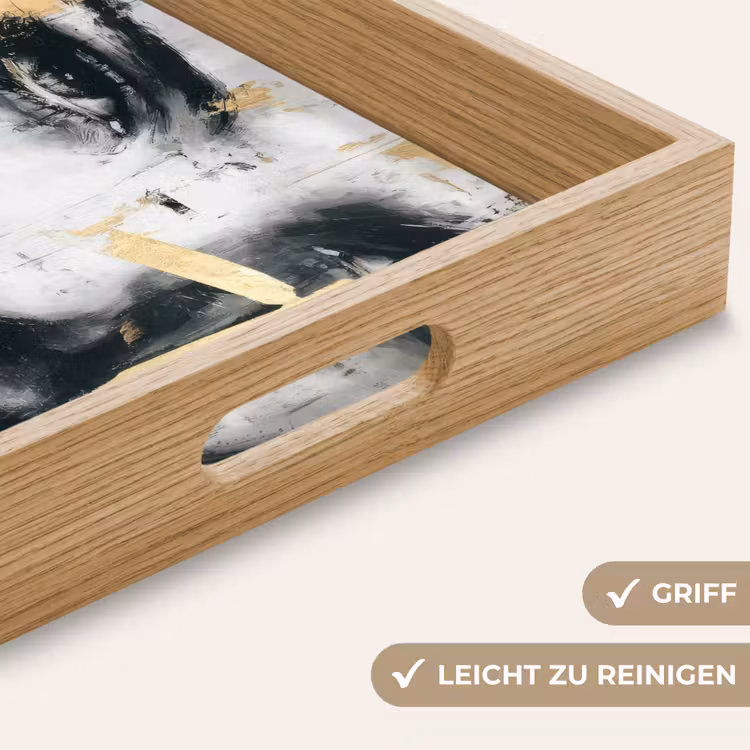 Portret - Vrouw - Penseelstreken - Goud Dienblad Rechthoek middel -USP_HandgreepDE