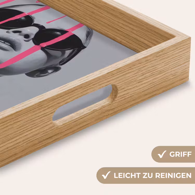 Portret - Vrouw - Zonnebril - Verfdruppels Dienblad Rechthoek middel -USP_HandgreepDE