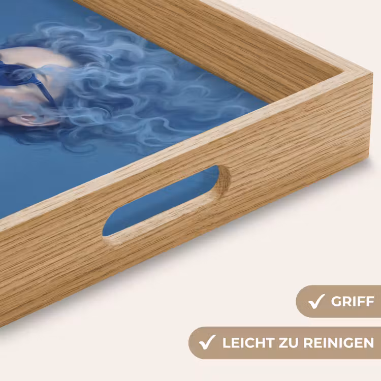 Portret - Zonnebril - Rook - Abstract - Blauw Dienblad Rechthoek middel -USP_HandgreepDE