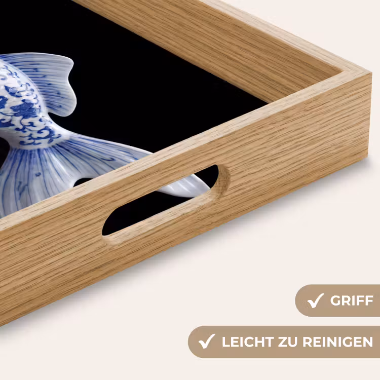Porselein - Goudvis - Delfts - Blauw Dienblad Rechthoek middel -USP_HandgreepDE