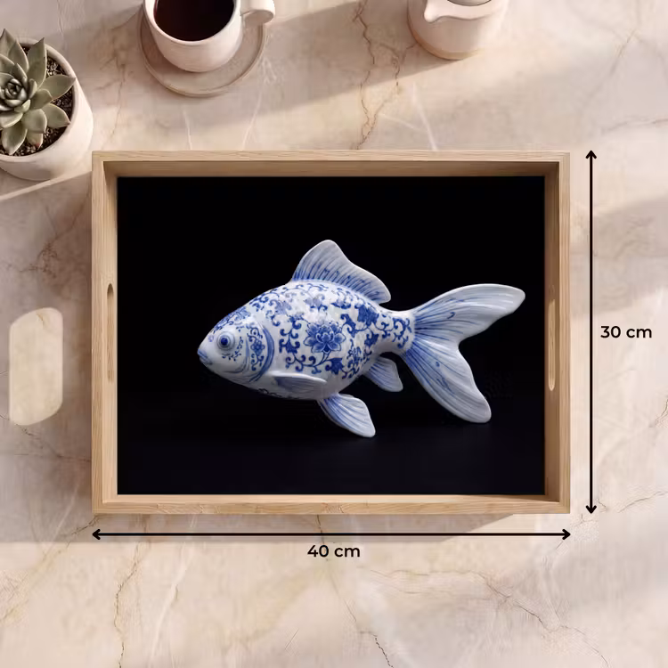 Porselein - Goudvis - Delfts - Blauw Dienblad Rechthoek middel -USP_Formaat