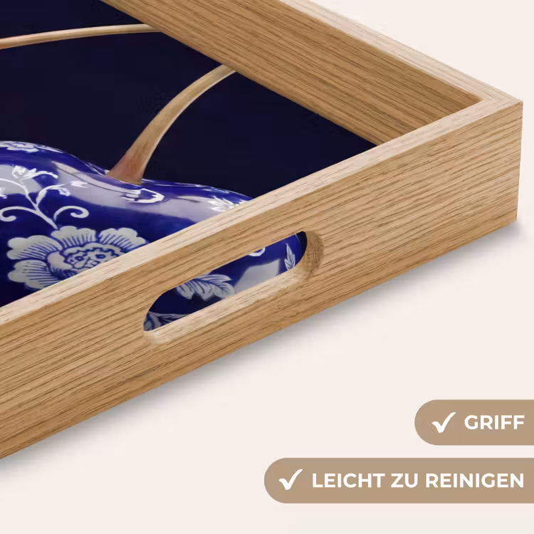 Porselein- Kersen - Delfts - Blauw Dienblad Rechthoek middel -USP_HandgreepDE