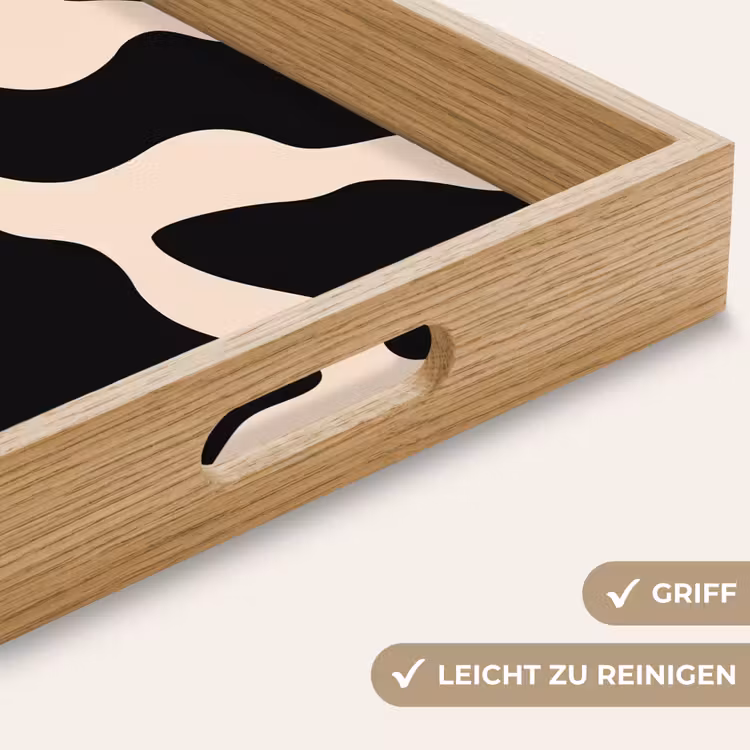 Vlekkenpatroon - Koe - Beige Dienblad Rechthoek middel -USP_HandgreepDE