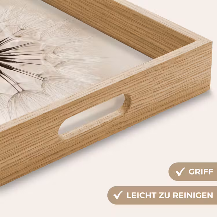 Paardenbloem - Minimalistisch - Wit Dienblad Rechthoek middel -USP_HandgreepDE