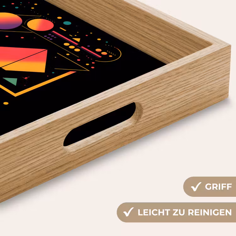 Piramides - Cirkels - Neonkleuren - Geometrisch Dienblad Rechthoek middel -USP_HandgreepDE