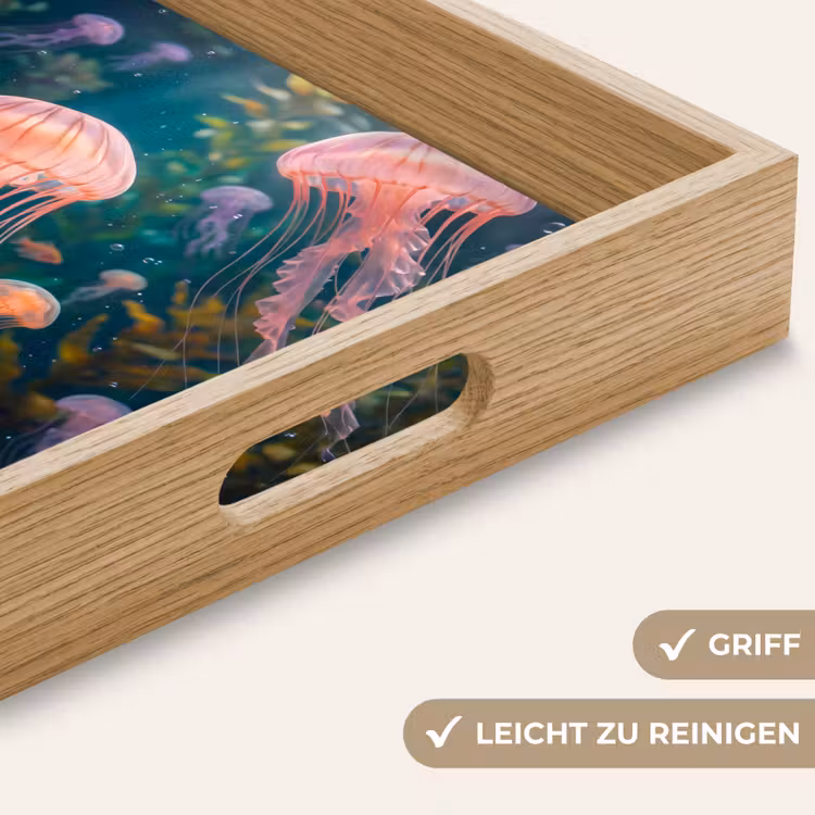 Kwal - Roze - Onderwater - Zeeleven - Dieren Dienblad Rechthoek middel -USP_HandgreepDE
