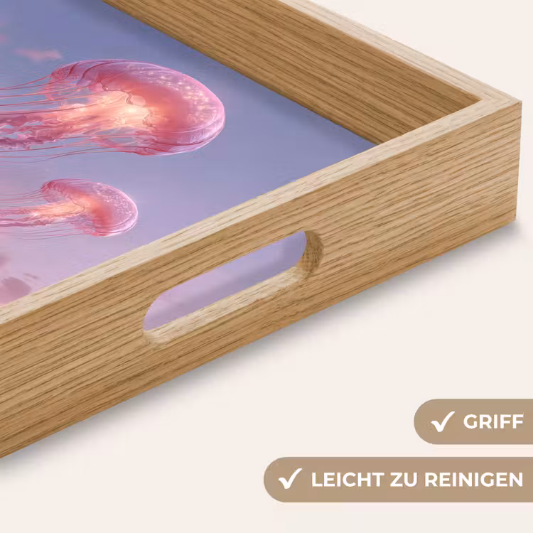 Kwallen - Roze - Wolken Dienblad Rechthoek middel -USP_HandgreepDE