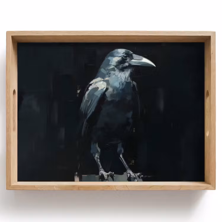 Raaf - Vogels - Zwart Dienblad Rechthoek middel -z3d_shopping