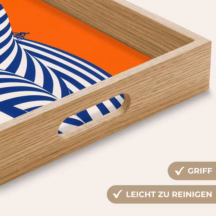 Fietser - Heuvels - Strepen - Blauw Dienblad Rechthoek middel -USP_HandgreepDE