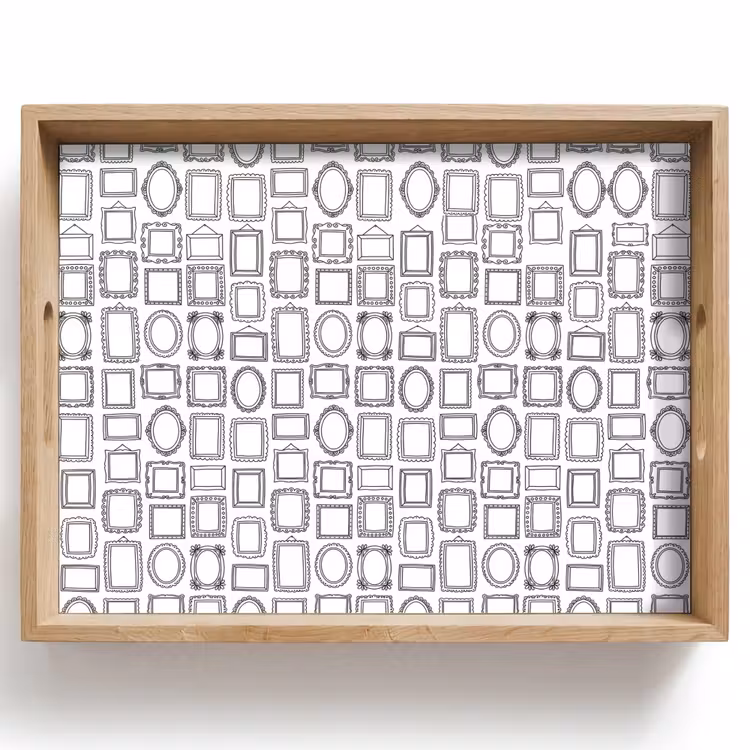 Lijsten - Patroon - Decoratie - Schets - Zwart-wit Dienblad Rechthoek middel -z3d_shopping