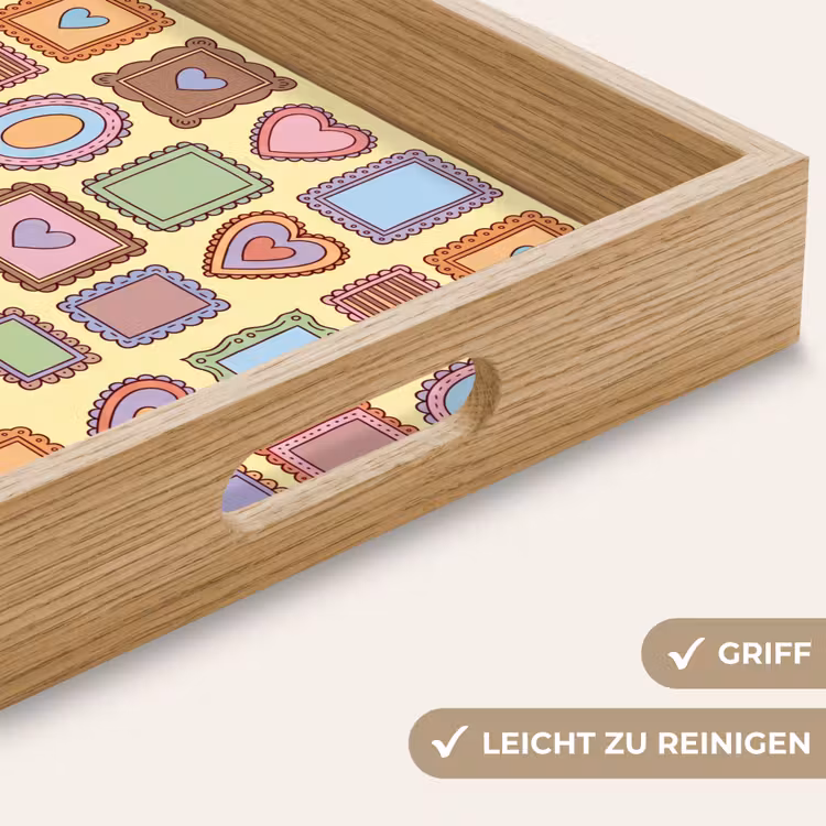 Lijst - Patroon - Hart - Speels - Kleurrijk Dienblad Rechthoek middel -USP_HandgreepDE