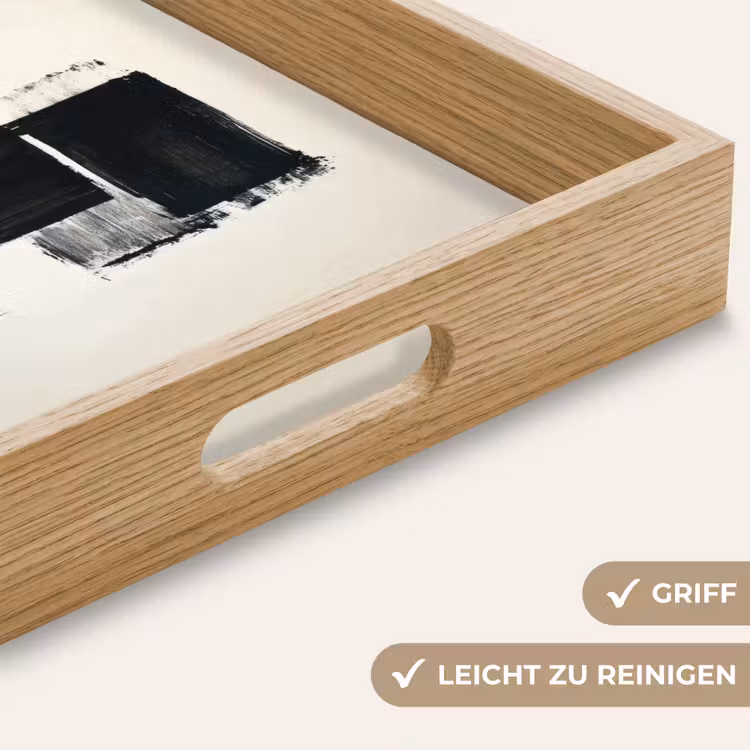 Rechthoeken - Penseelstreken - Abstract - Zwart Dienblad Rechthoek middel -USP_HandgreepDE