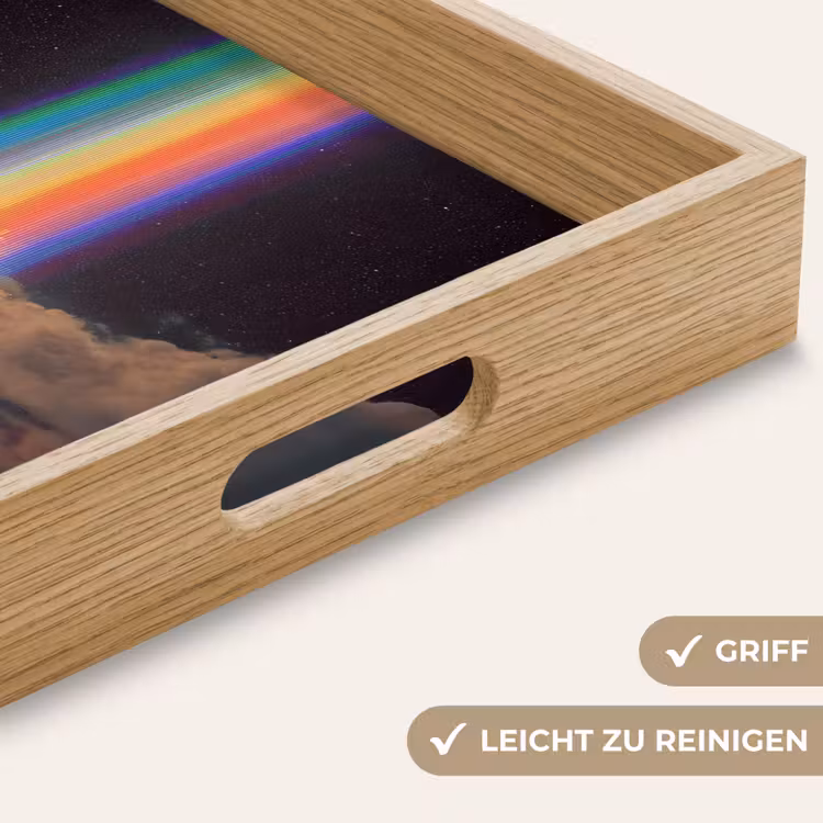 Regenboog - Verticaal - Sterrenhemel - Wolken Dienblad Rechthoek middel -USP_HandgreepDE