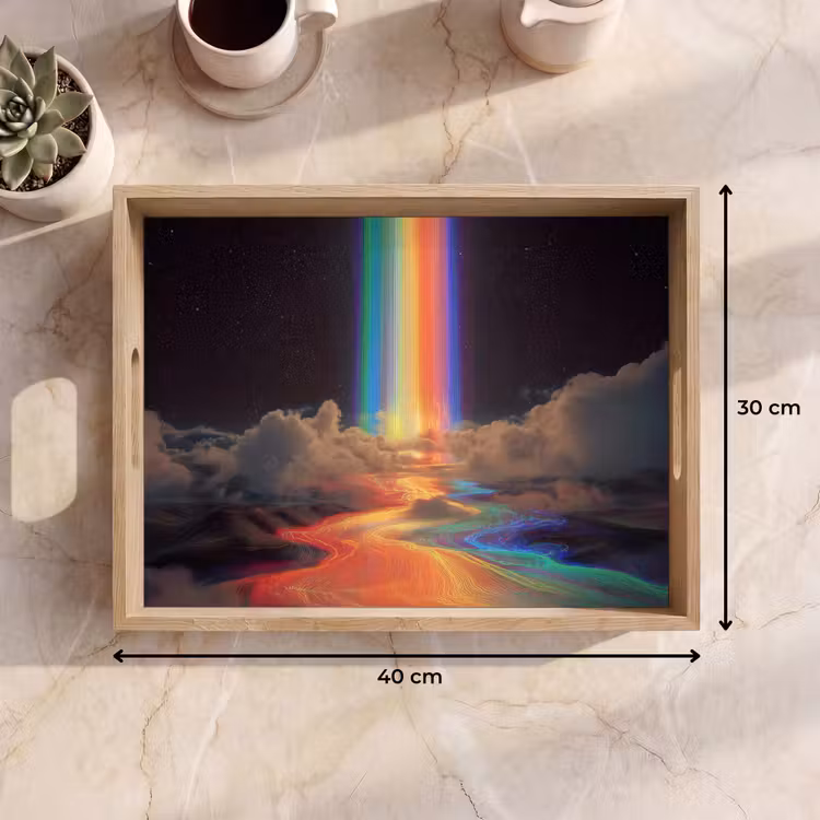 Regenboog - Verticaal - Sterrenhemel - Wolken Dienblad Rechthoek middel -USP_Formaat