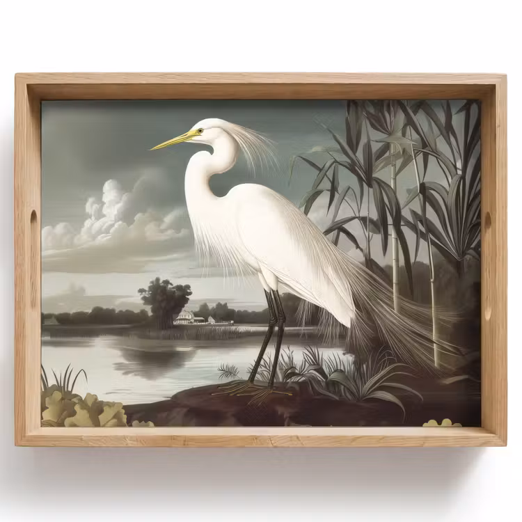 Reiger - Planten - Wolken - Wit Dienblad Rechthoek middel -z3d_shopping