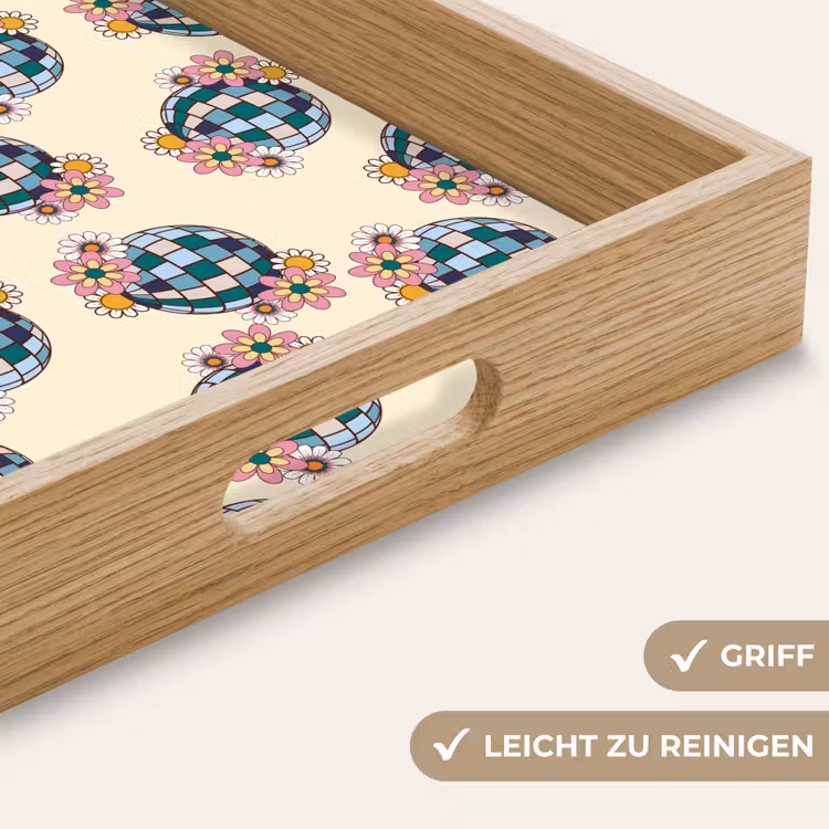 Retro - Disco - Bloemen - Discobal Dienblad Rechthoek middel 911 -USP_HandgreepDE