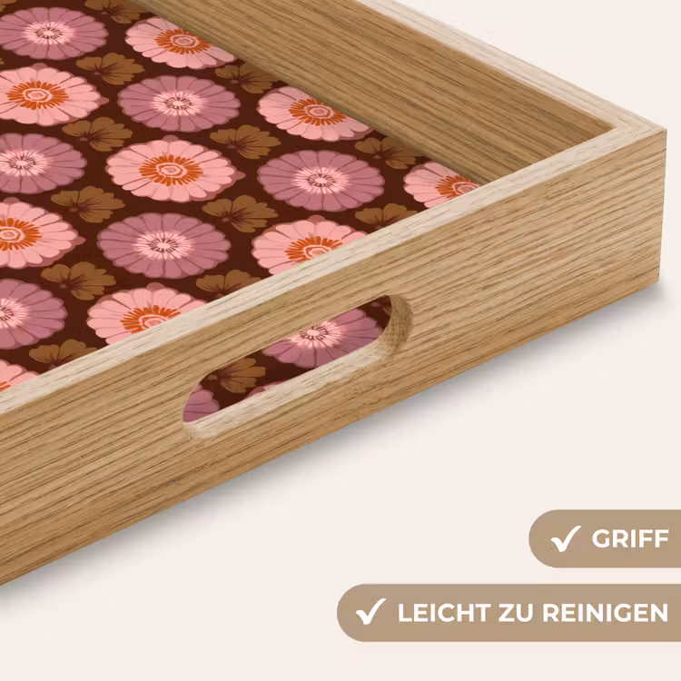 Retro - Madelief - Roze Dienblad Rechthoek middel 911 -USP_HandgreepDE