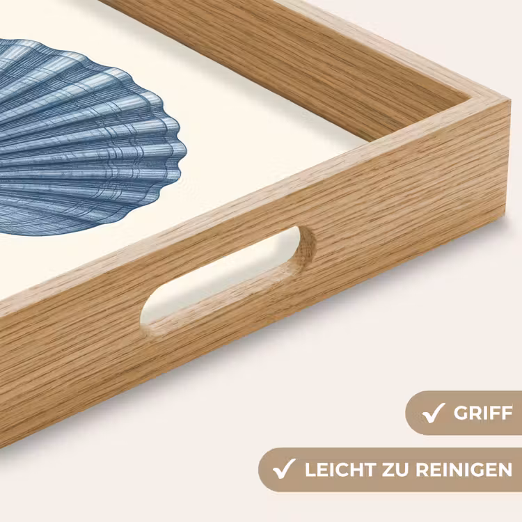 Ribbels - Blauw - Schelp Dienblad Rechthoek middel -USP_HandgreepDE