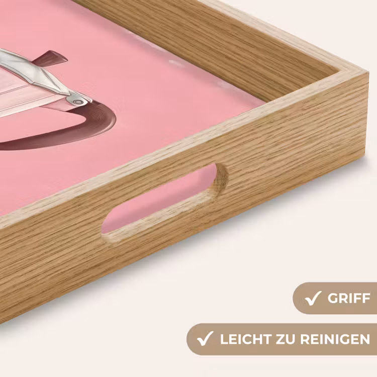 Roze - Mokkapot - Illustratie - Koffie Dienblad Rechthoek middel -USP_HandgreepDE