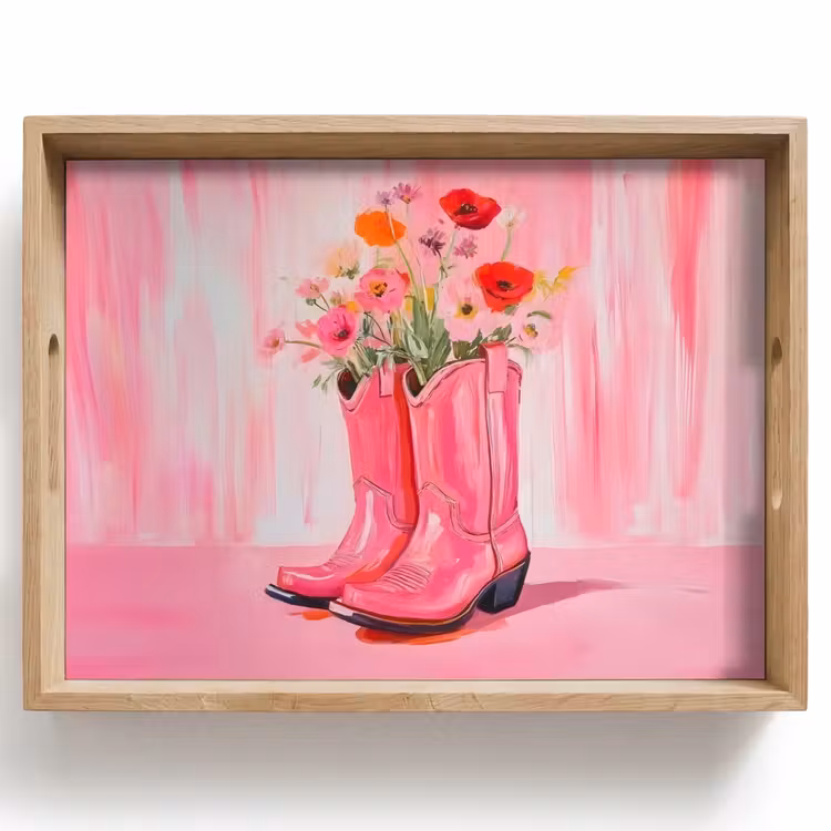 Roze - Bloemen - Cowboy Dienblad Rechthoek middel -z3d_shopping