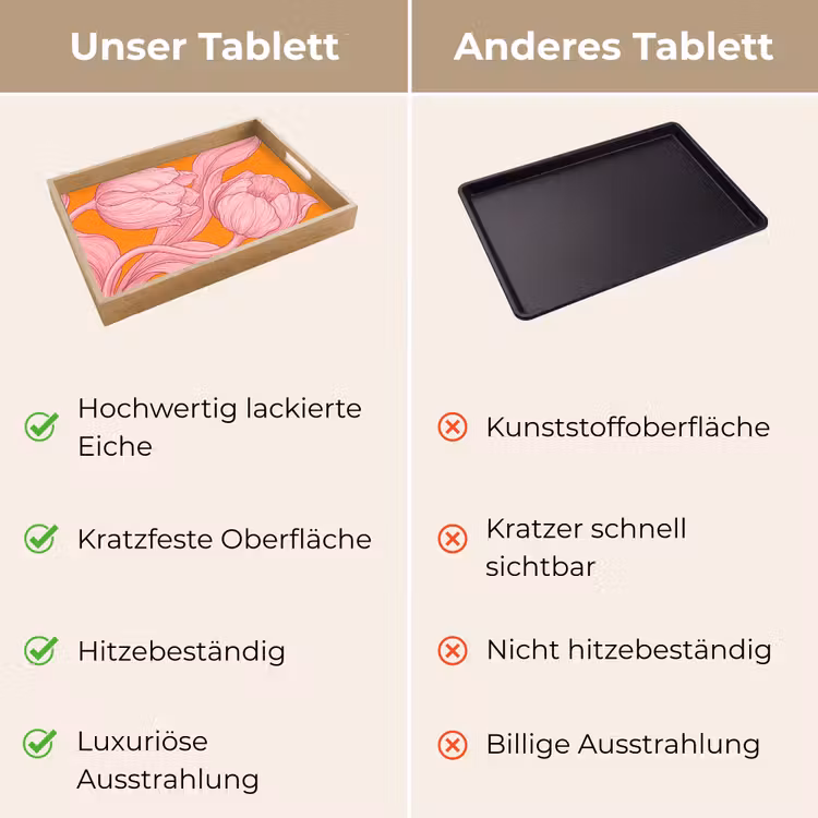 Tablett - Rosa Blumen – Modern - Roze bloemen - Modern Dienblad Rechthoek middel