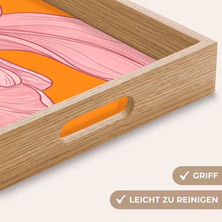 Tablett - Rosa Blumen – Modern - Roze bloemen - Modern Dienblad Rechthoek middel