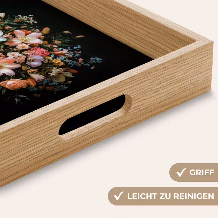 Roze - Bloemen - Vaas - Kleuren Dienblad Rechthoek middel -USP_HandgreepDE