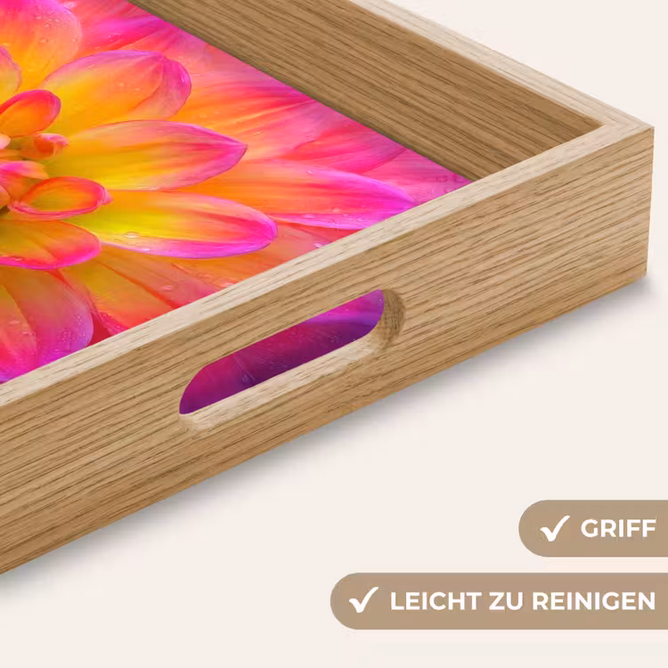 Roze - Dahlia - Kleurrijk Dienblad Rechthoek middel -USP_HandgreepDE
