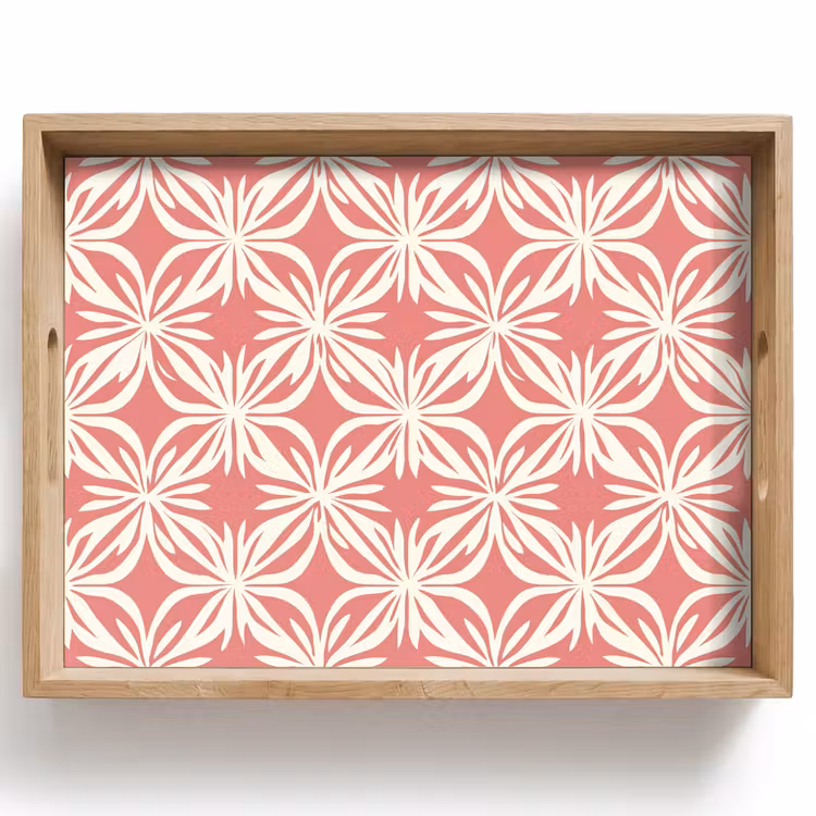 Roze - Bloemenmotief - Wit - Modern Dienblad Rechthoek middel 911 -z3d_shopping