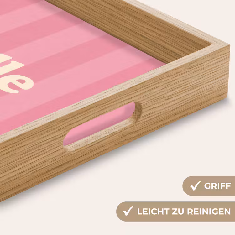 Roze - Gestreept - Belle Dienblad Rechthoek middel -USP_HandgreepDE