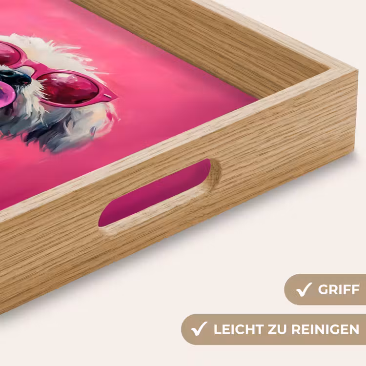 Pink - Hond - Bubbel Dienblad Rechthoek middel -USP_HandgreepDE