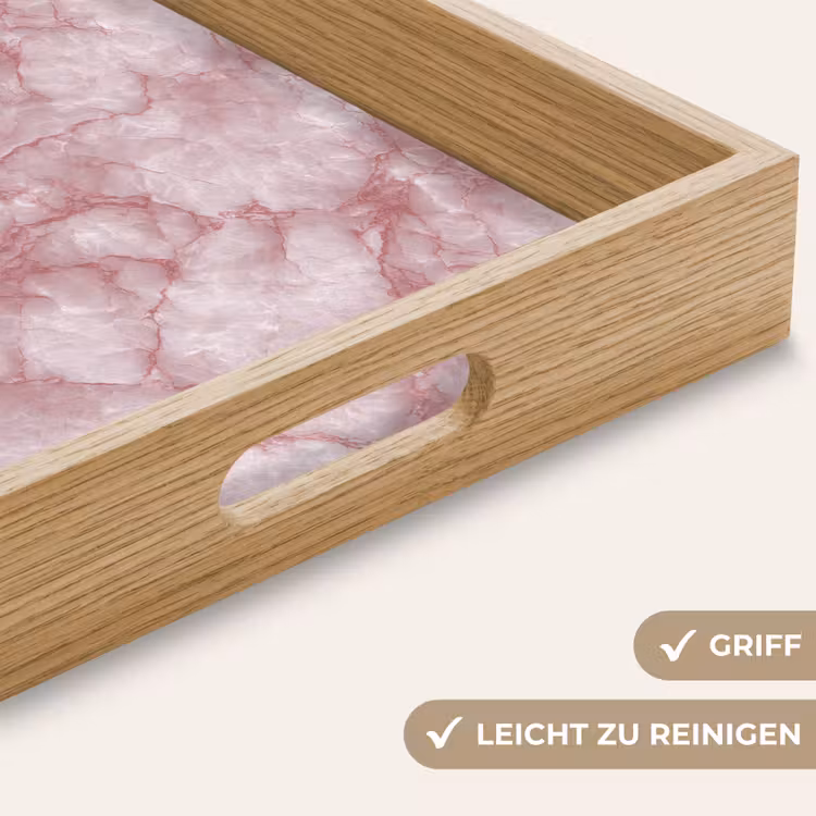 Roze - Kwartsmarmer - Aders Dienblad Rechthoek middel 911 -USP_HandgreepDE