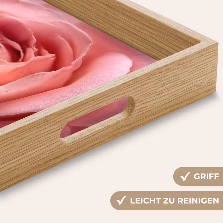 Roze - Roos - Romantisch Dienblad Rechthoek middel -USP_HandgreepDE