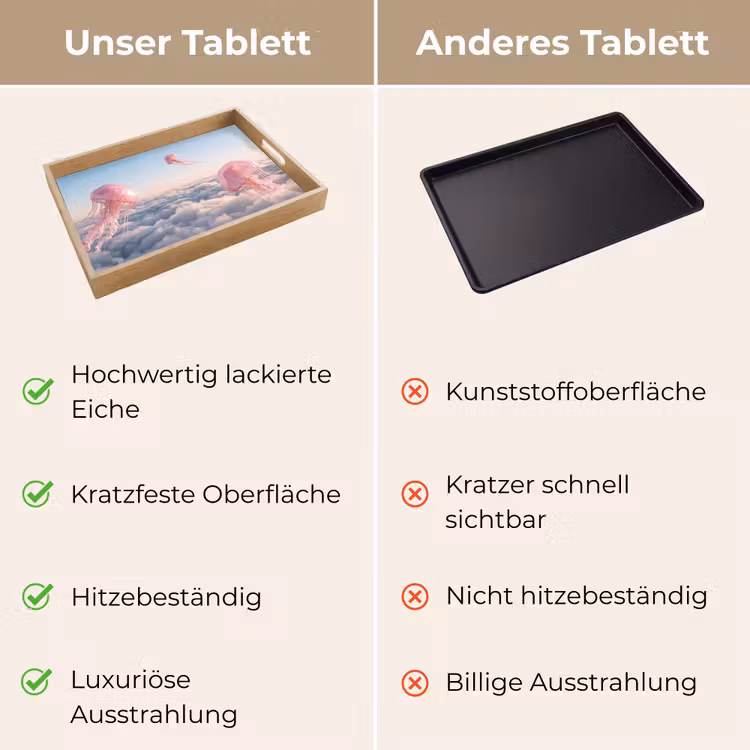 Tablett - Rosa Tier – Wolken - Roze dier - Wolken Dienblad Rechthoek middel
