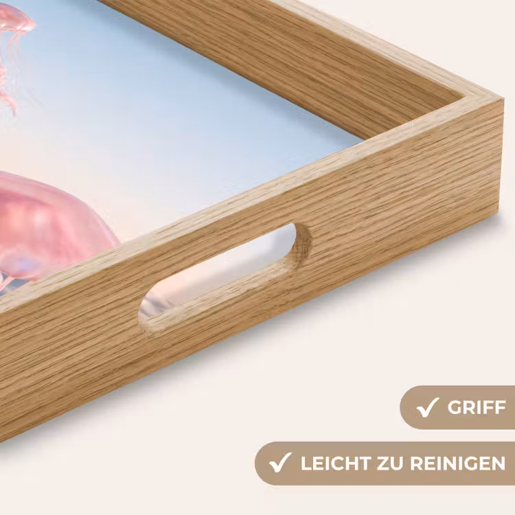 Tablett - Rosa Tier – Wolken - Roze dier - Wolken Dienblad Rechthoek middel