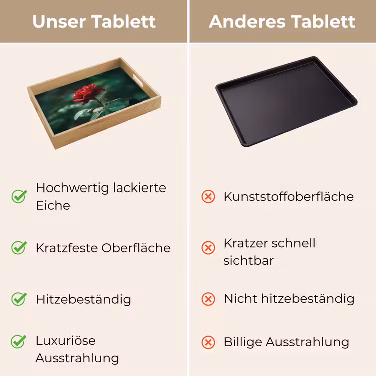 Roos - Bladeren - Dieprood Dienblad Rechthoek middel -USP_VergelijkingDE