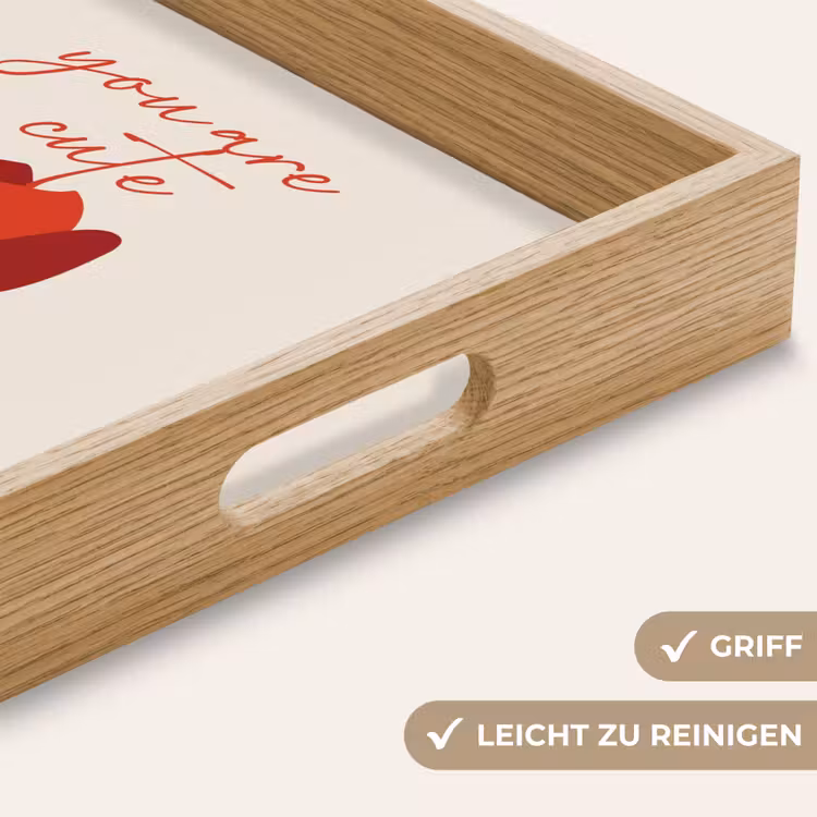 Roos - Rood - Bloem - Valentijn Dienblad Rechthoek middel -USP_HandgreepDE