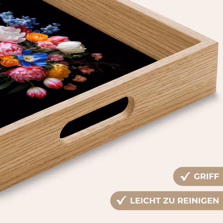 Rozen - Bloemen - Vaas - Boeket Dienblad Rechthoek middel -USP_HandgreepDE