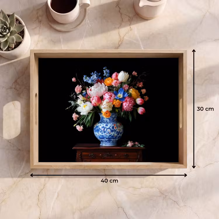 Rozen - Bloemen - Vaas - Boeket Dienblad Rechthoek middel -USP_Formaat