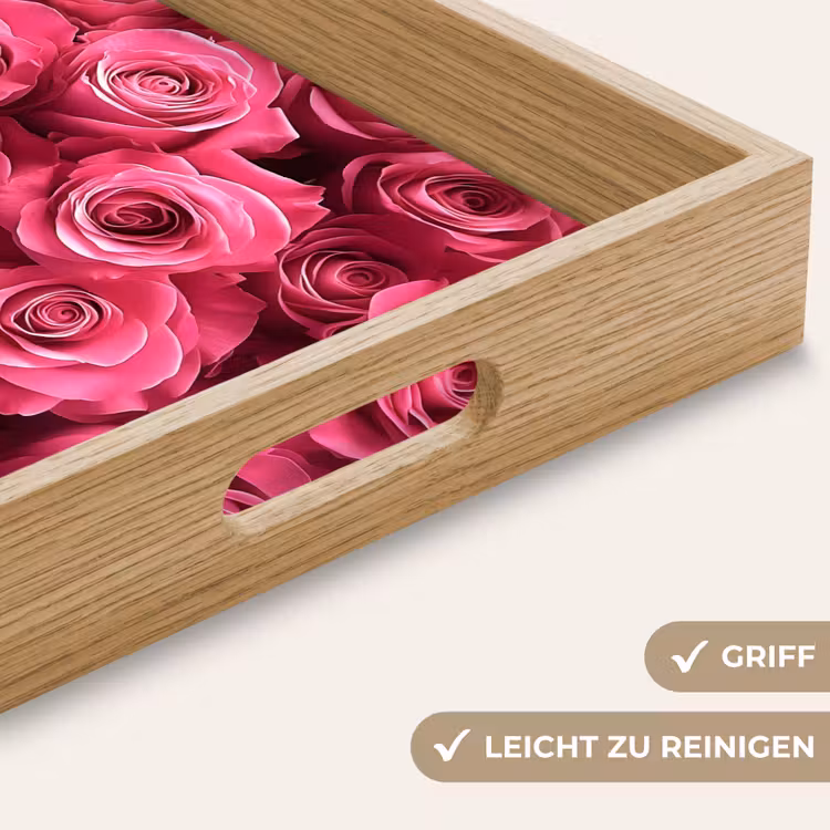 Rozen - Pink - Bloem Dienblad Rechthoek middel -USP_HandgreepDE