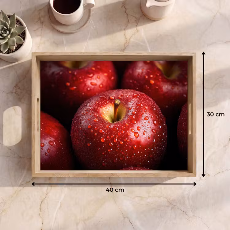 Rood - Appels - Fruit Dienblad Rechthoek middel -USP_Formaat
