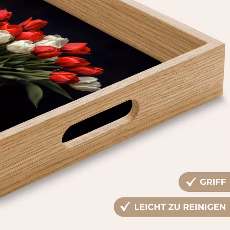 Rode - Bloemen - Tulpen - Vaas Dienblad Rechthoek middel -USP_HandgreepDE