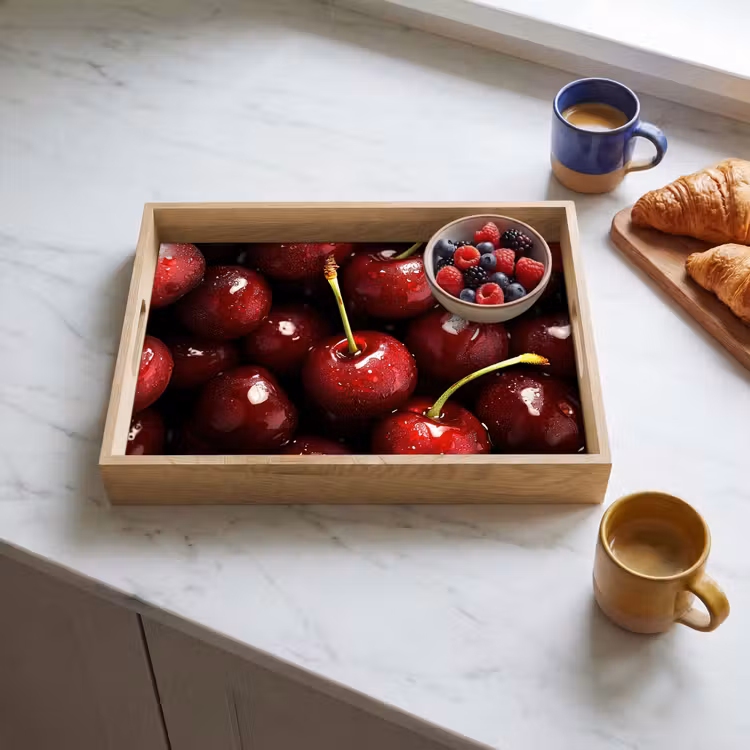 Rood - Fruit - Kersen Dienblad Rechthoek middel -sfeer2