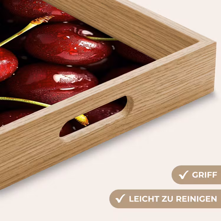Rood - Fruit - Kersen Dienblad Rechthoek middel -USP_HandgreepDE