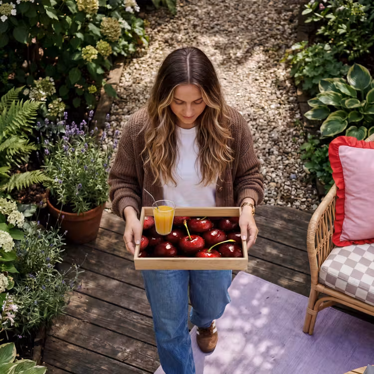Rood - Fruit - Kersen Dienblad Rechthoek middel -sfeer5