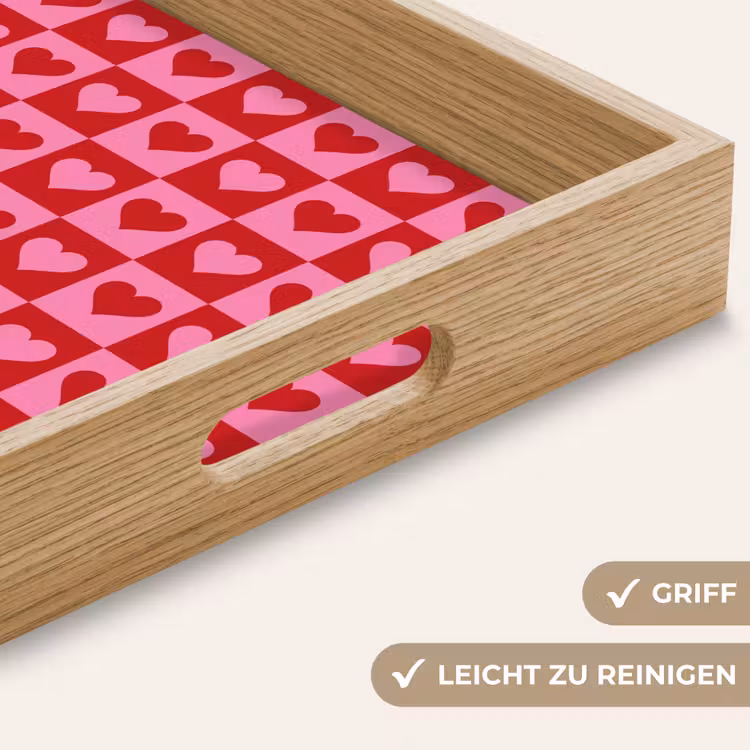 Rood - Roze - Schaakbord - Valentijn Dienblad Rechthoek middel -USP_HandgreepDE
